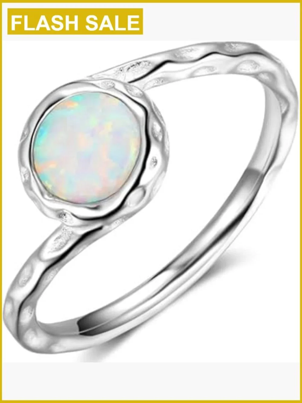 925 Sterling Silver Fire Opal Solitaire Engagement Ring